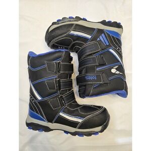 Totes Black/Blue Boys Winter Boots Size 3 Hook Loop Closure Insulated